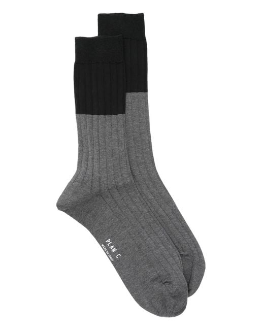Plan C Gray Ribbed Two-Tone Socks
