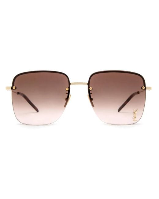 Saint Laurent Brown Sl 312 Logo Plaque Sunglasses