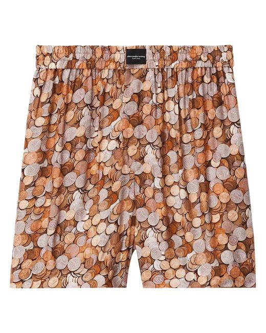 Alexander Wang Brown Coin-Print Elasticated Shorts