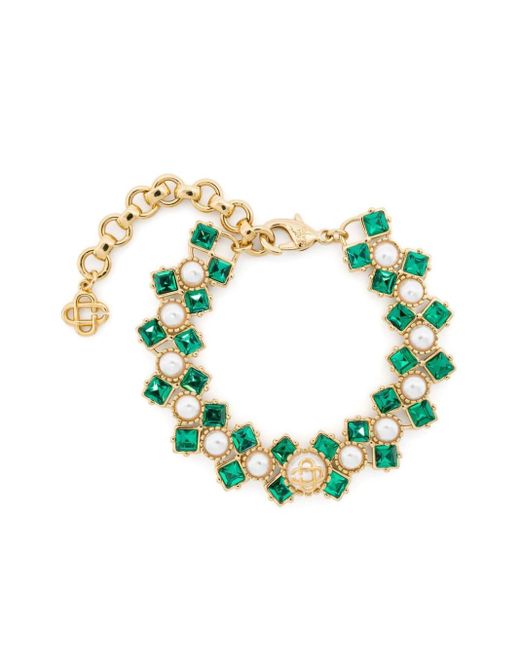 Casablancabrand Green Crystal and Pearl Armband