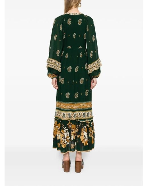 Farm Rio Green Ayla Floral-Print Maxi Dress