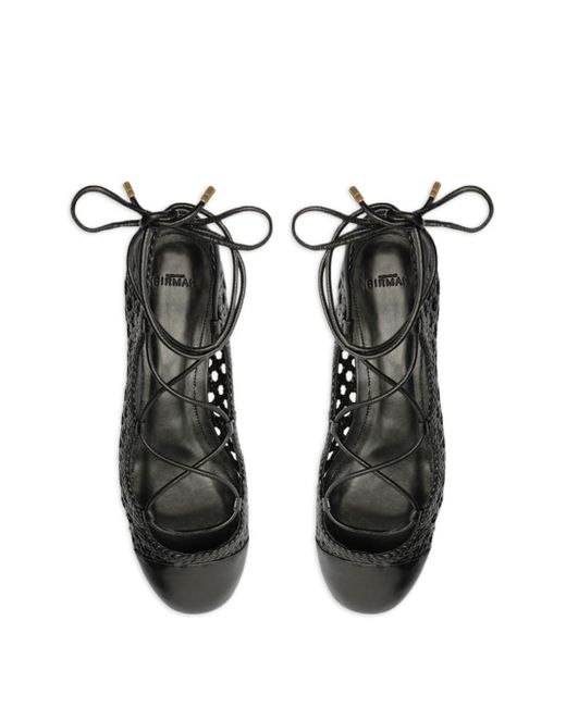 Alexandre Birman Black Ballerina Tresse Woven Leather Lace-up Ballerina Shoes