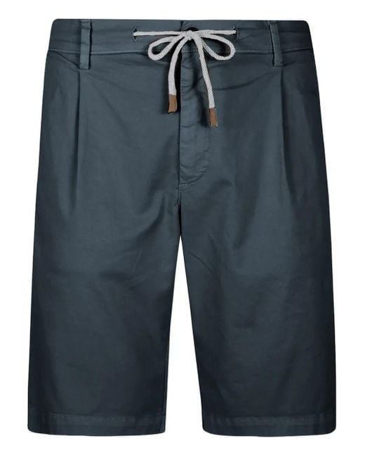 Eleventy Blue Pleated Drawstring Shorts for men