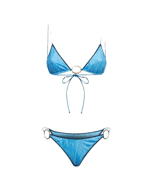 Oseree Blue Lumière O-Kini Lace Ring-Detail Bikini
