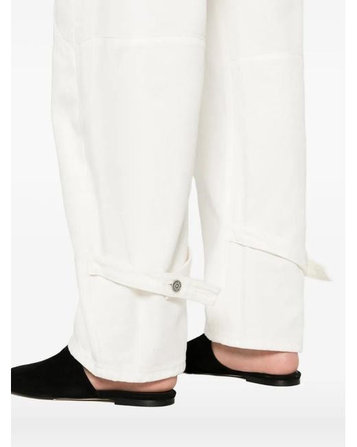 NUMERIS White Button-Tab Wide-Leg Jeans