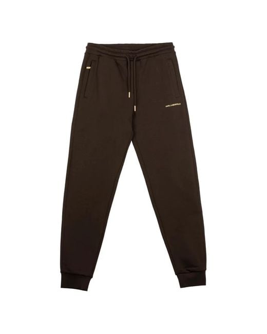 Karl Lagerfeld Black Drawstring-Waist Logo Track Pants for men