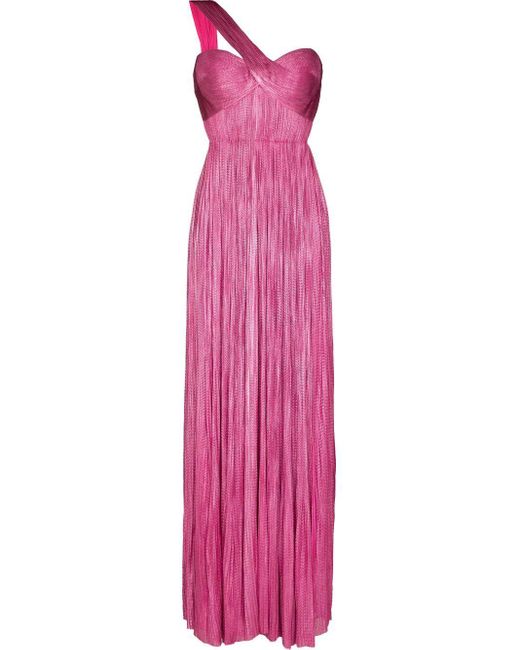 Maria Lucia Hohan Pink Iman One-shoulder Silk Gown