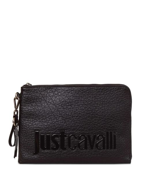 メンズ Just Cavalli ロゴプレート クラッチバッグ Black
