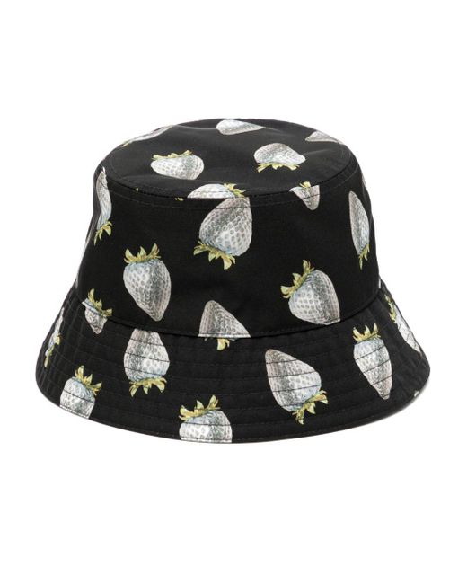 Stella McCartney Black X Sorayama Strawberry-print Bucket Hat
