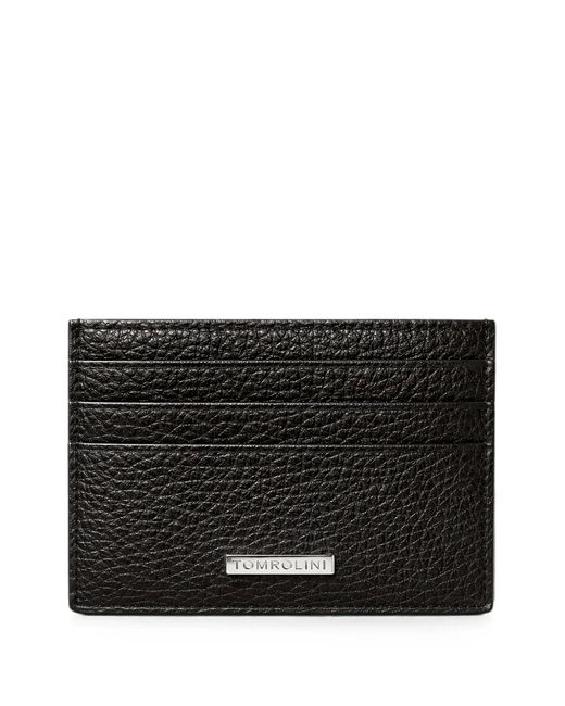 Tombolini Black Logo-Plaque Pebbled Leather Cardholder for men
