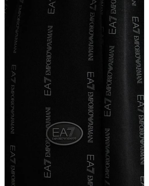 EA7 Black Logo-Print Drawstring Shorts for men