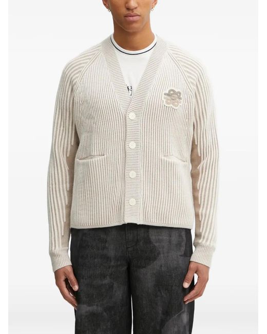 Filling Pieces White Atmosphere Ribbed Cardigan for men