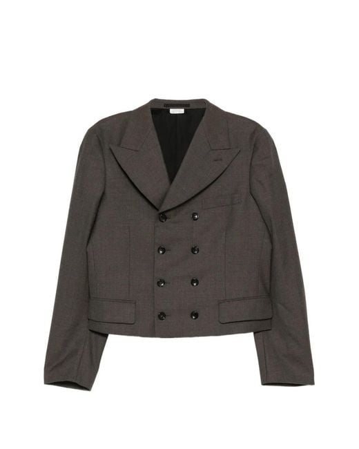 Comme des Garçons Black Double-Breasted Cropped Jacket for men