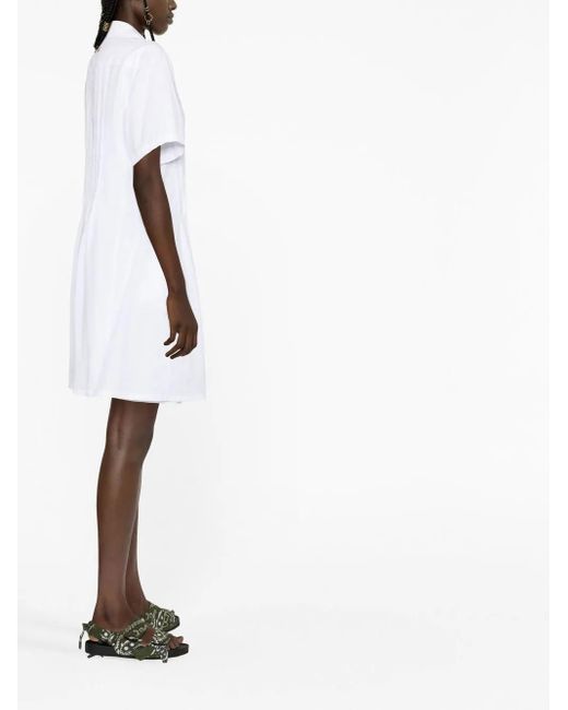 KENZO White Pintuck Short Sleeve Shirt Dress - Women's - Cotton