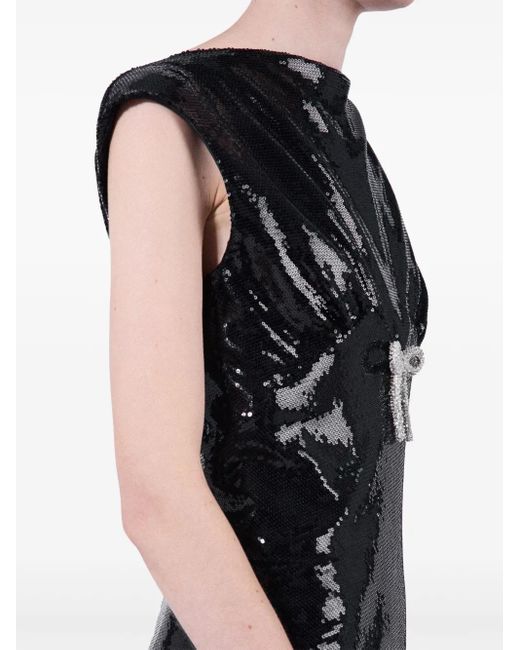 Prada Satijnen Maxi-Jurk Met Pailletten in het Black