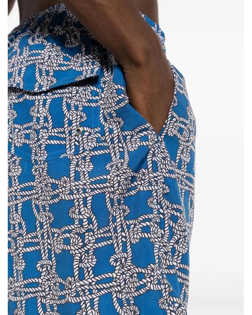 Amir Slama Blue Knot-Print Swim Shorts for men