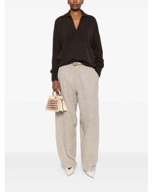Antonelli Black V-Neck Collared Sweater