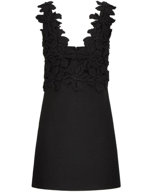 Valentino Garavani Black Crepe Couture Embroidered Minidress