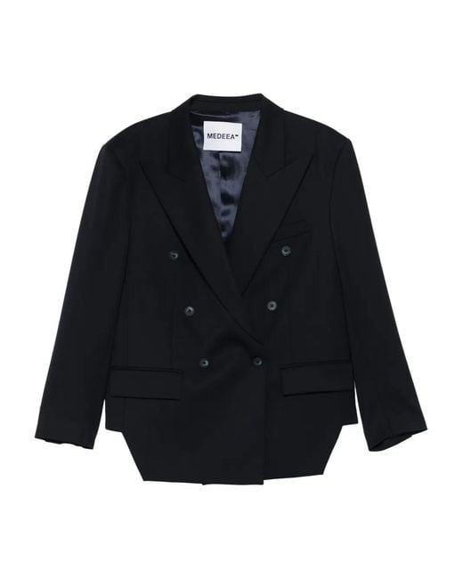 MEDEA Blue Trapezoid Double-Breasted Blazer