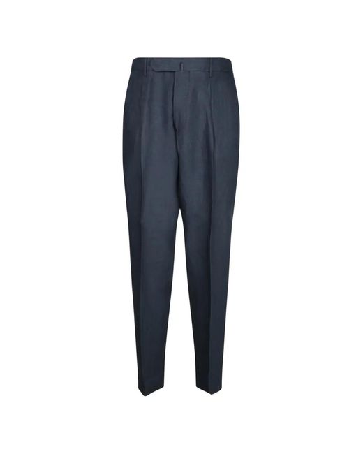 Dell'Oglio Blue Pressed-Crease Tailored Trousers for men