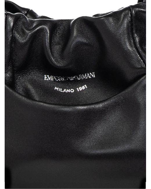 Emporio Armani ドローストリング ショルダーバッグ Black