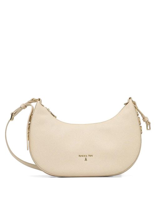 Patrizia Pepe Natural Zip Logo Shoulder Bag