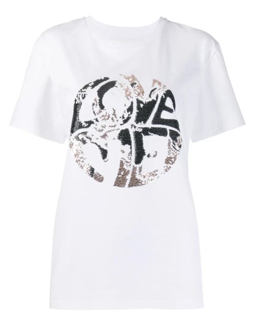 Alberta Ferretti White T-Shirt Mit Pailletten
