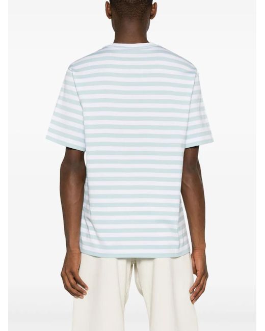 Versace Gestreept T-Shirt Met Geborduurd Logo in het Blue voor heren