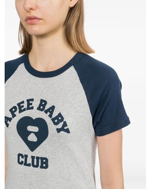 AAPE BY A BATHING AP Blue Apee Heart Logo Raglan-Sleeve T-Shirt