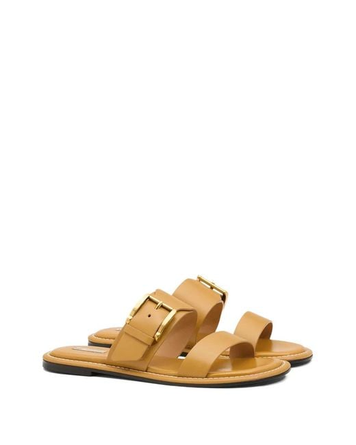 AMI Metallic Cow Leather Buckle Sandals