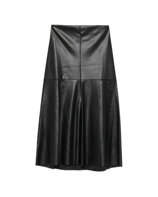 Nude Flared Midi-Rok in het Black