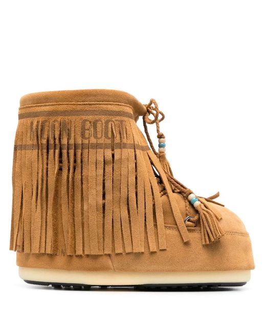 ALANUI X MOON BOOT Brown Icon Low Fringed Snow Boots
