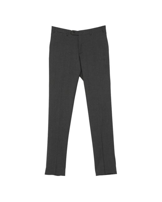 Canali Black Pressed-Crease Tailored Trousers for men