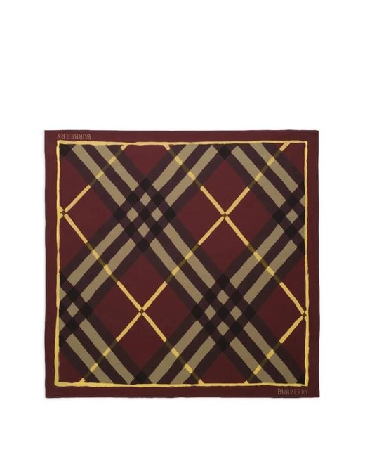 Burberry Brown Watercolour Check Silk Scarf