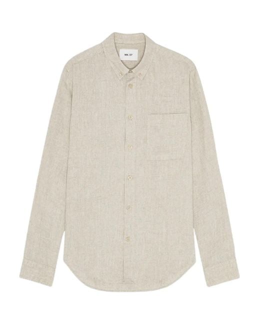 NN07 White Linen Shirt for men