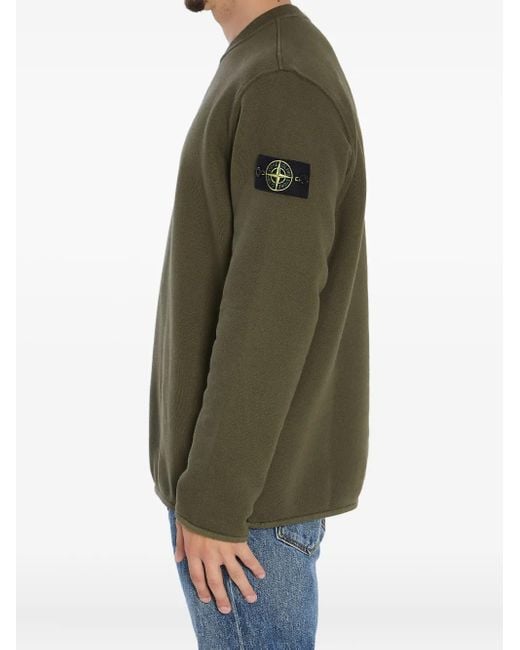 Stone Island Green Heavy Cotton Crewneck Sweatshirt for men