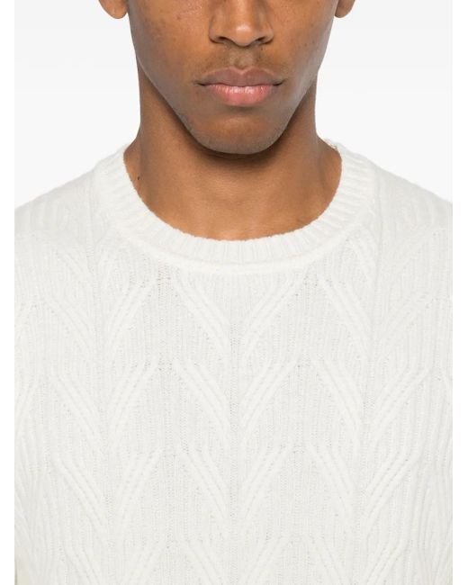 Diktat White Round-Neck Sweater for men