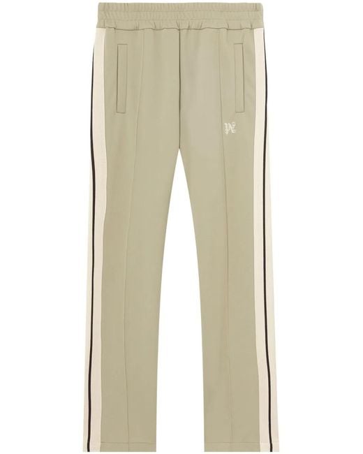 Palm Angels Natural Monogram-Embroidered Striped Track Pants for men