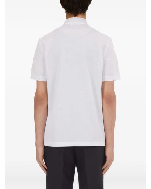 Ferragamo White Polo With Zip Collar for men