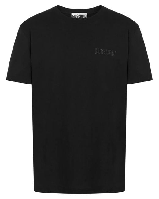 Moschino Black Logo-Raised Cotton T-Shirt for men
