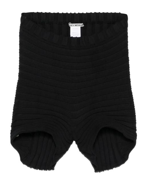 Issey Miyake Black Ribbed-Knit Shorts