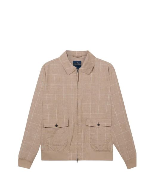 Brooks Brothers Natural Checked Bomber Jacket for men