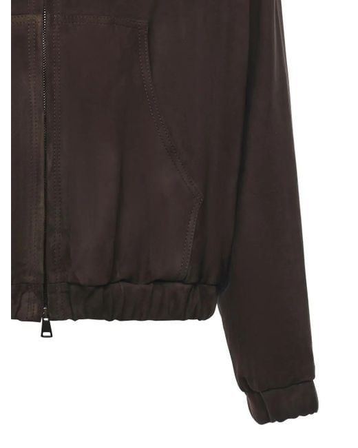 Giuliano Galiano Black Ohio Hooded Zip-Up Suede Jacket for men