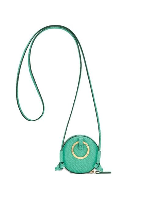 Longchamp Green Épure Grained-Leather Coin Purse