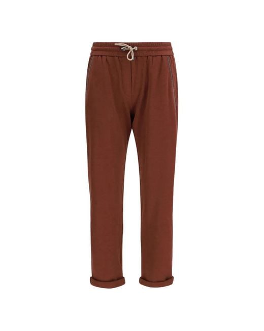 Brunello Cucinelli Red Drawstring Turn-Up Track Pants