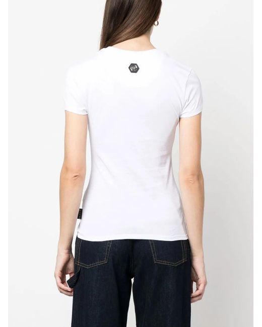 Philipp Plein White Logo-Print T-Shirt