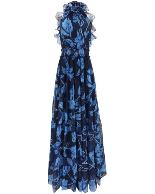 PATBO Blue Nightflower Open-back Maxi Dress