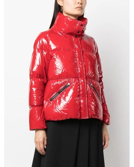 Herno Red Funnel-Neck Puffer Jacket