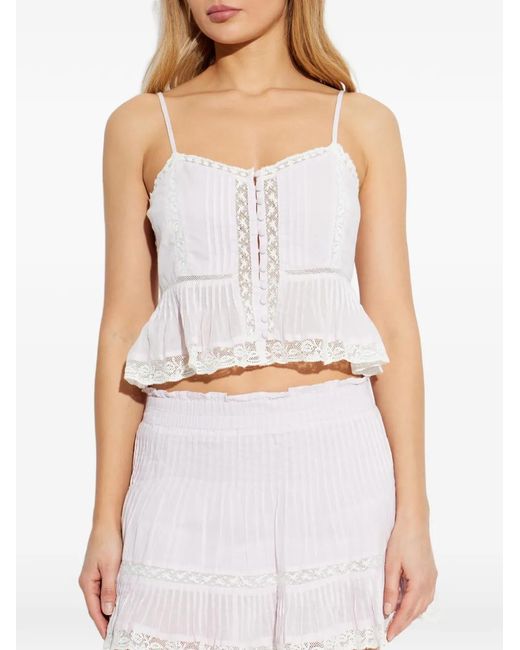 LoveShackFancy White Lace Button Top