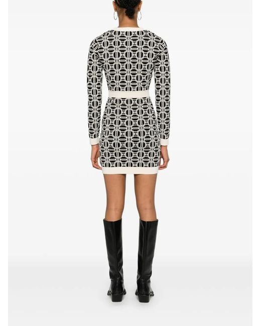 Elisabetta Franchi White Logo-Jacquard Mini Dress